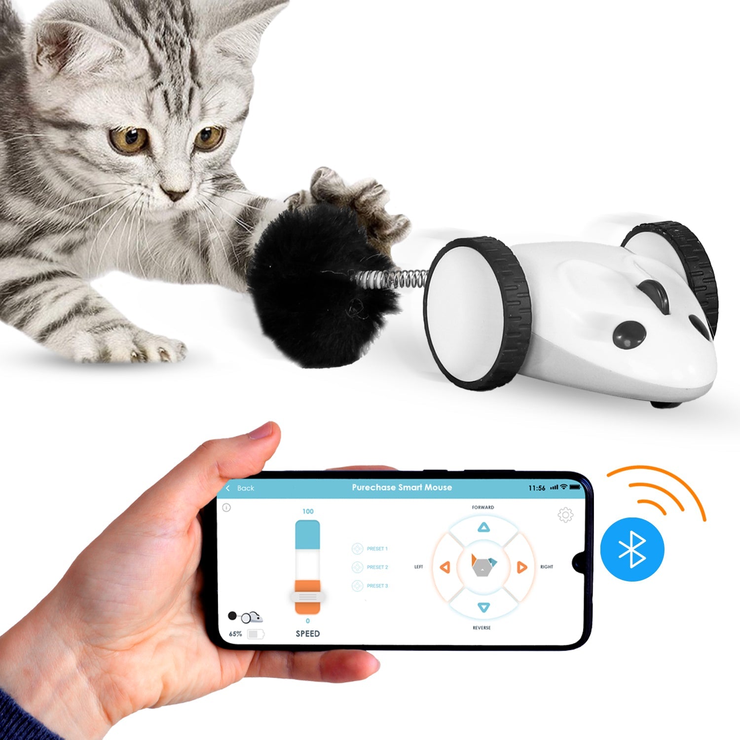INSTACHEW Purechase Smart Mouse Toy, App Enabled Toy, Chasing Toy, Toy for Cats, Fun Toy, Dog Toy, Remote Control Toy for Pets, Mouse Toy-0