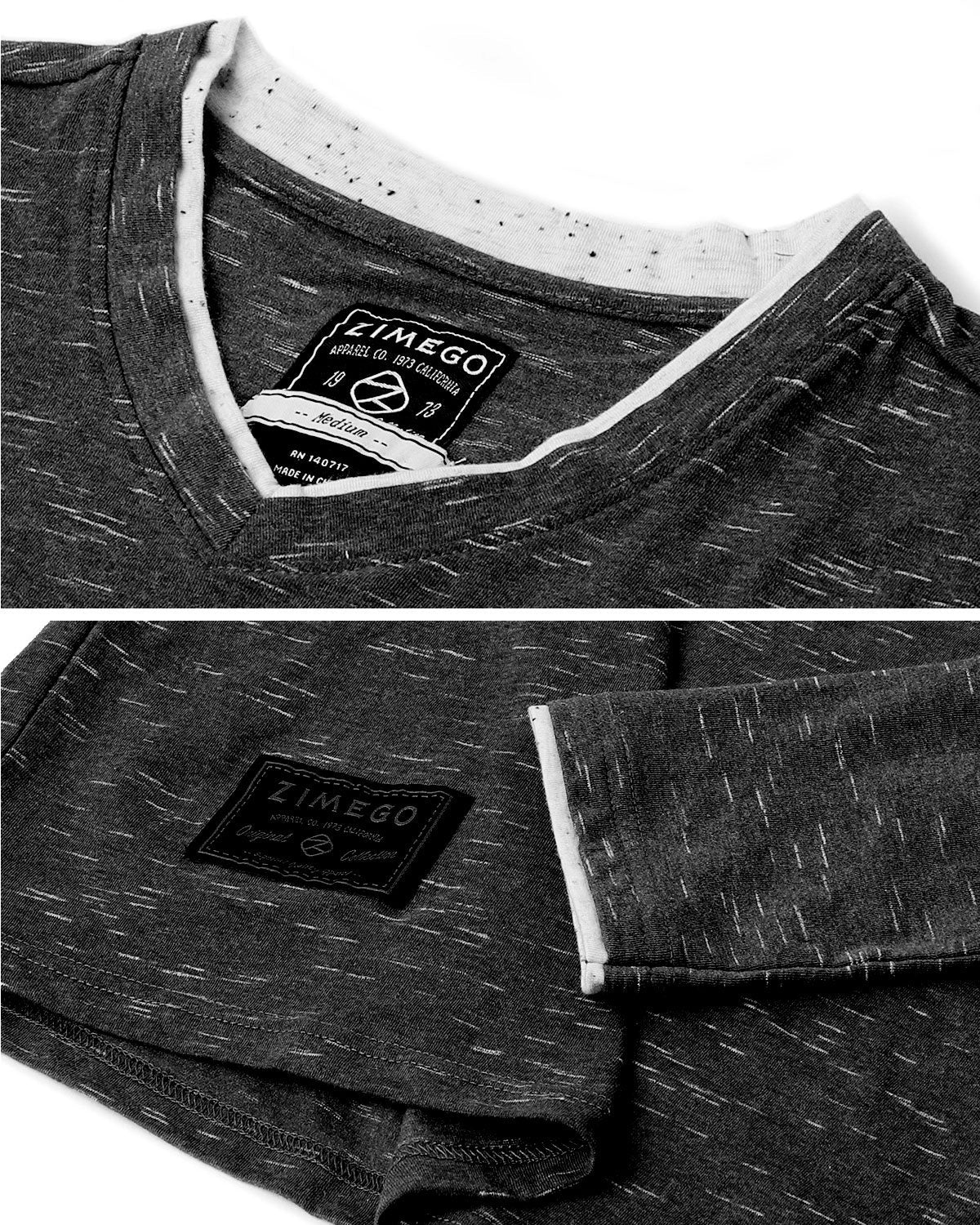 ZIMEGO Mens Basic Fashion Layered Cuff V-Neck Slim Athletic Long Sleeve T-Shirt-3