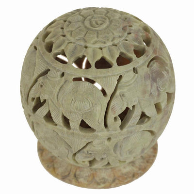 Soapstone Elephant Hand Carved Cone Burner & tea light Candle holder 3.5 inches-1