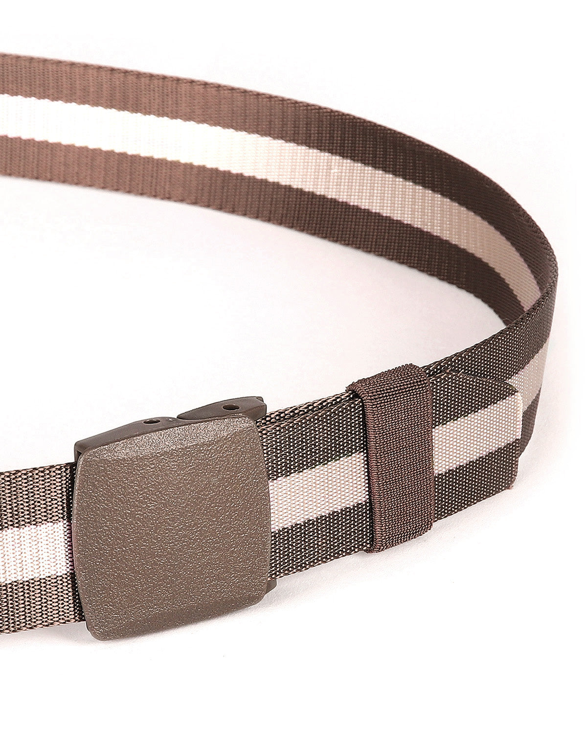 ZIMEGO Mens One Size Adjustable Strap Stripe Nylon Web Belt With Plastic Buckle-13