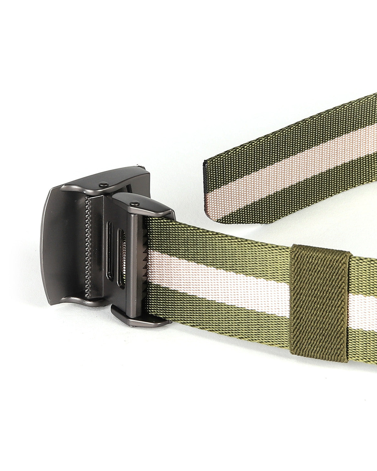 ZIMEGO Mens One Size Adjustable Strap Stripe Nylon Web Belt With Metal Buckle-15