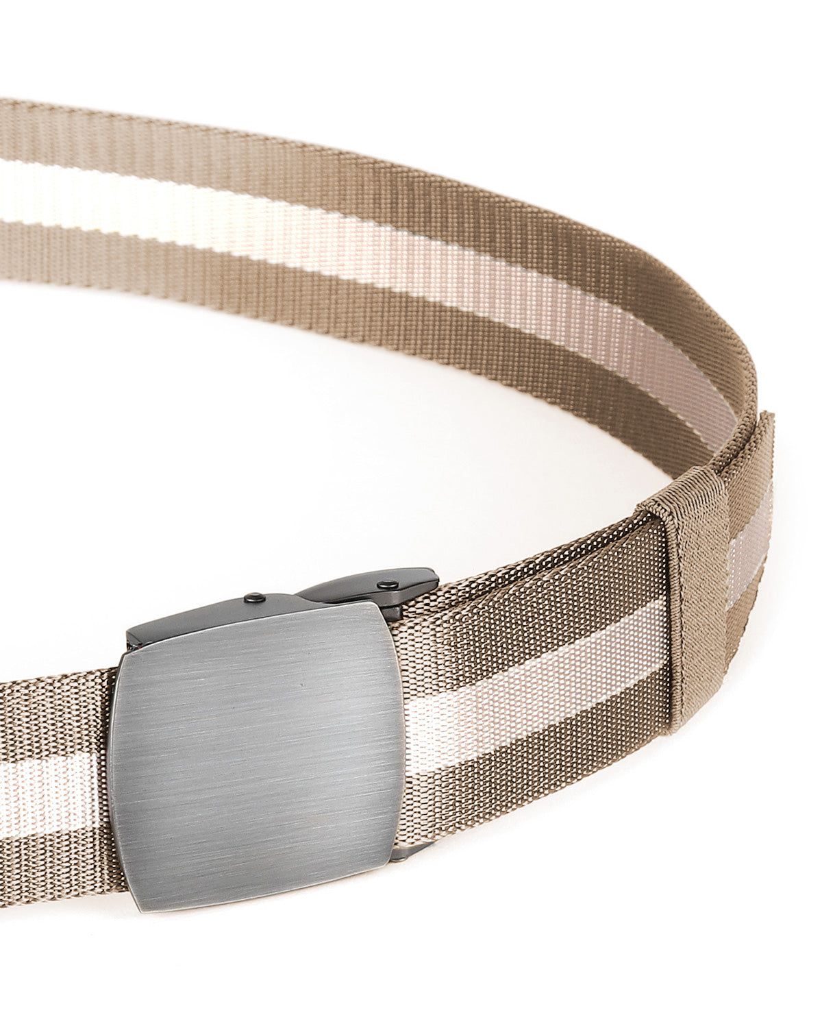 ZIMEGO Mens One Size Adjustable Strap Stripe Nylon Web Belt With Metal Buckle-10
