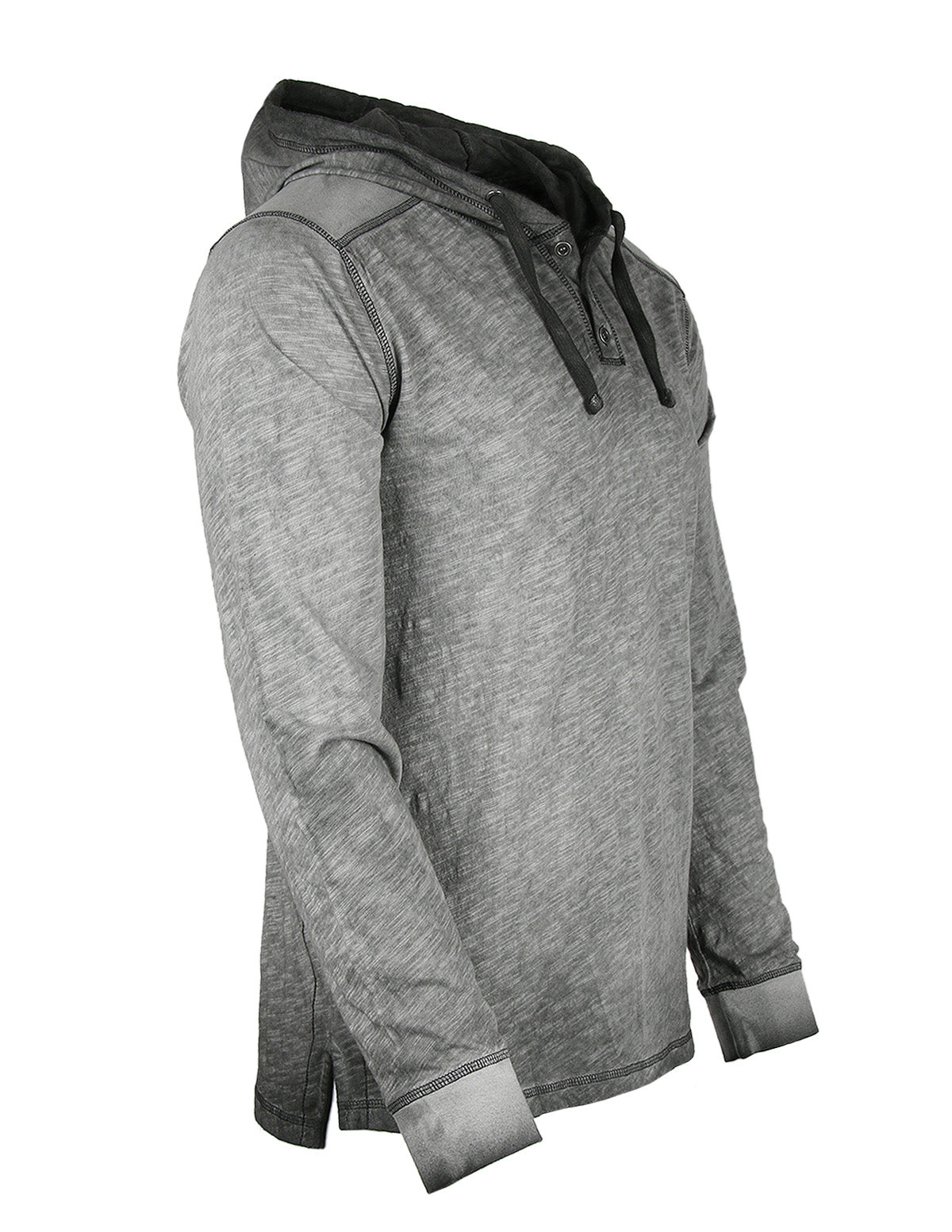 RESTOCKED! ZIMEGO Long Sleeve Vintage Oil Wash Garment Dye Hooded Henley-1