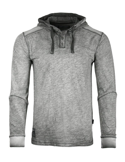 RESTOCKED! ZIMEGO Long Sleeve Vintage Oil Wash Garment Dye Hooded Henley-0