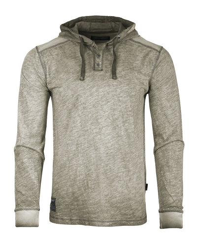 ZIMEGO Long Sleeve Vintage Oil Wash Garment Dye Hooded Henley-0