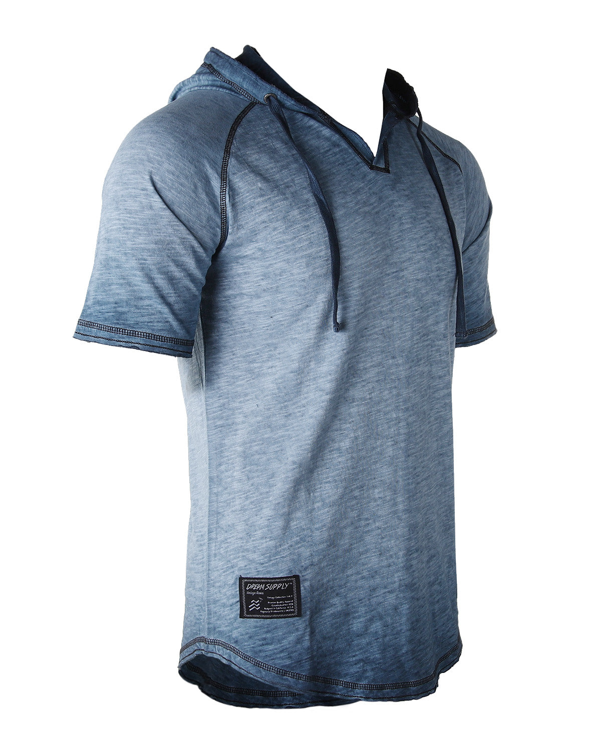 ZIMEGO Short Sleeve Vintage Garment Dyed Hooded Raglan Henley-9