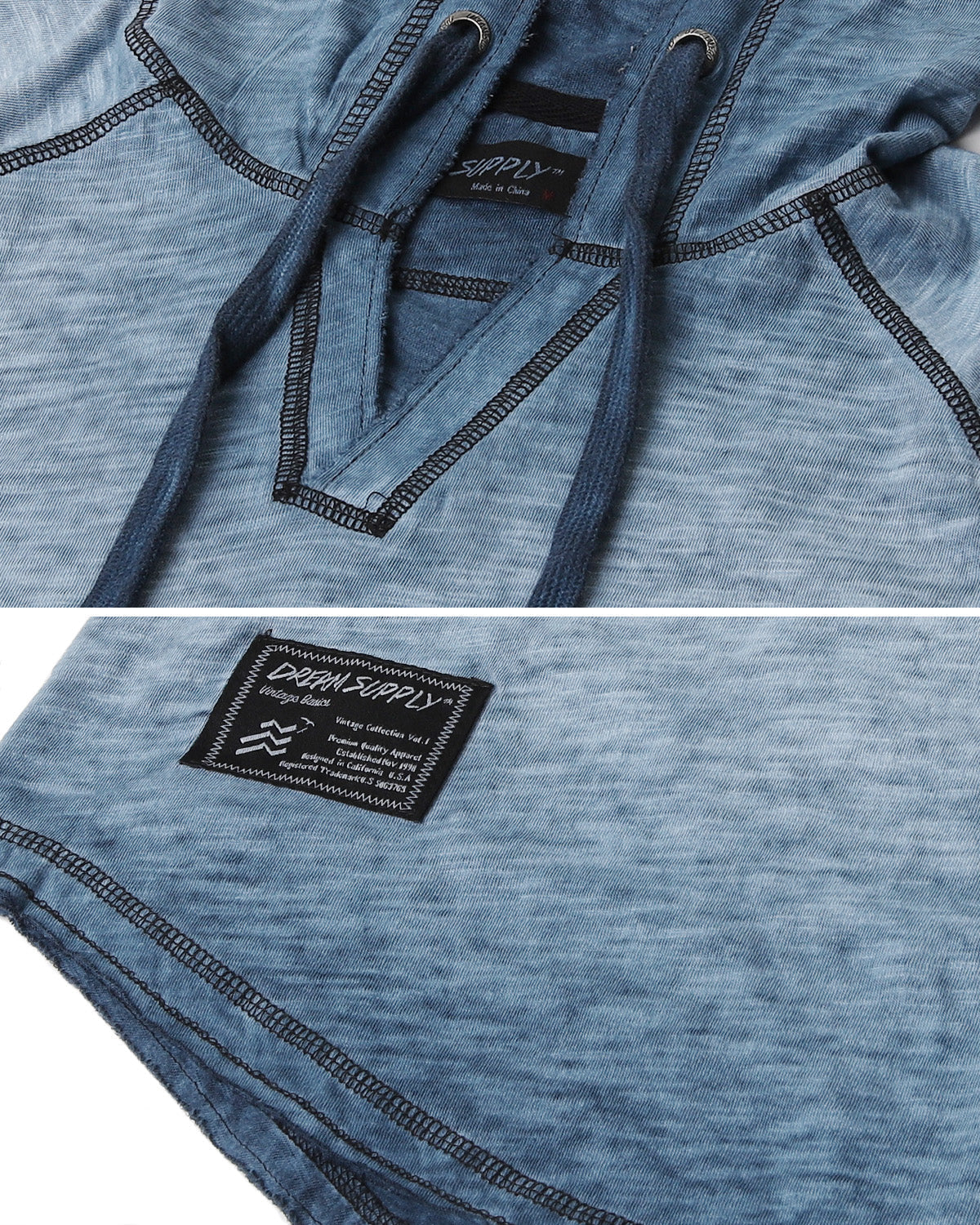 ZIMEGO Short Sleeve Vintage Garment Dyed Hooded Raglan Henley-18
