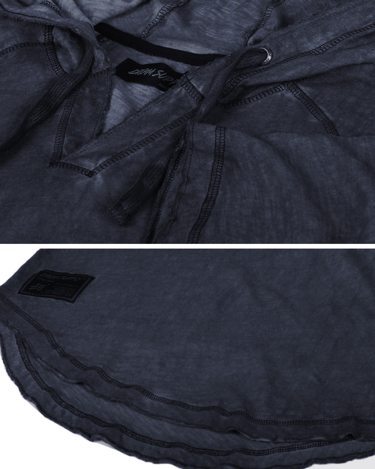 ZIMEGO Short Sleeve Vintage Garment Dyed Hooded Raglan Henley-17