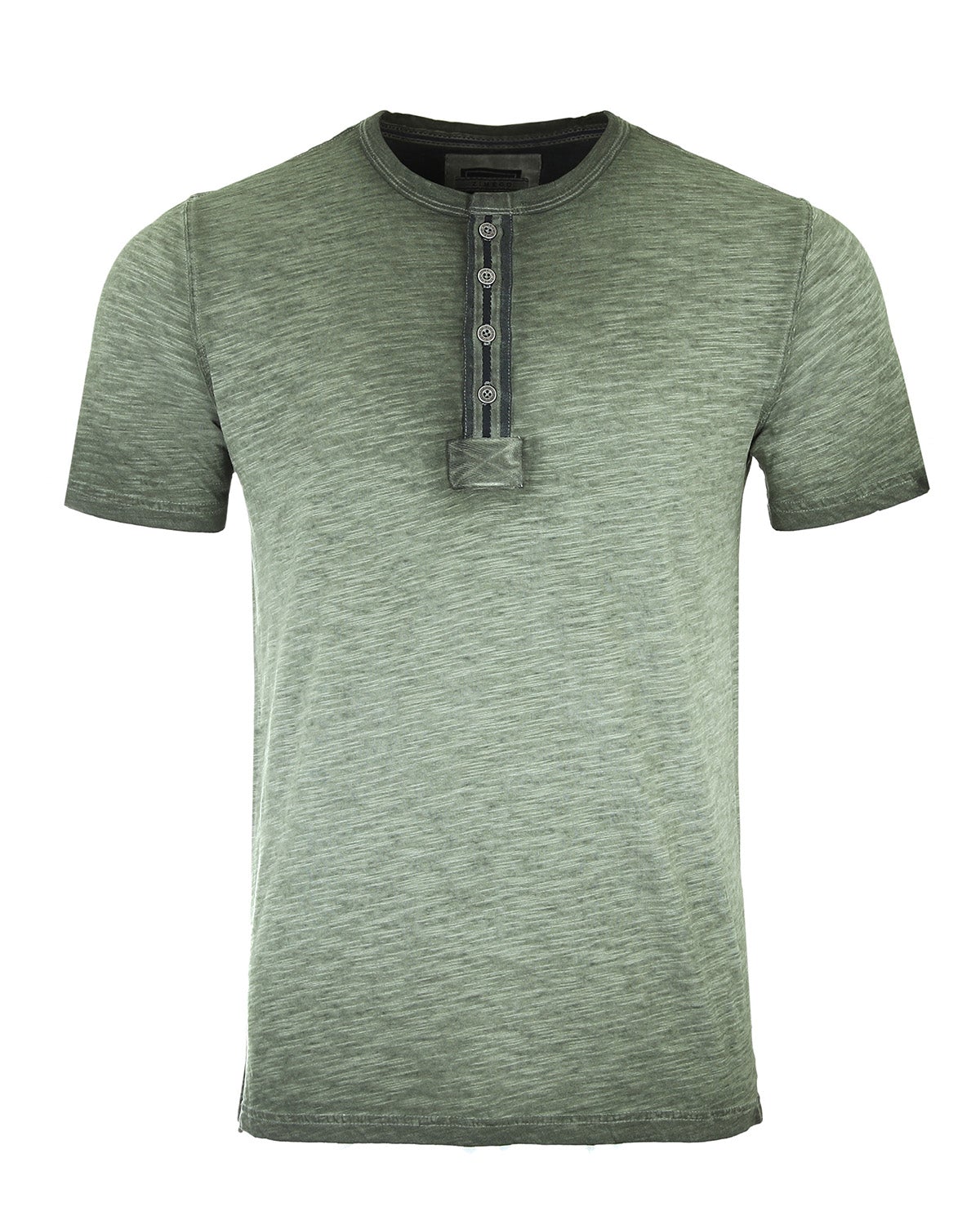 ZIMEGO Mens Short Sleeve Crew Neck Oil Wash Vintage Button Henley T-Shirt-1