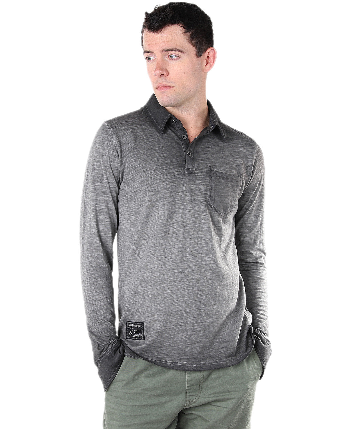 ZIMEGO Mens Long Sleeve Oil Wash Vintage Henley Button Cuffs Pocket Polo T-Shirt-1