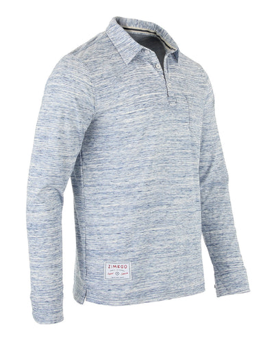 ZIMEGO Men's Casual Long Sleeve Vintage Retro Color Dyed Pocket Polo Shirts-1