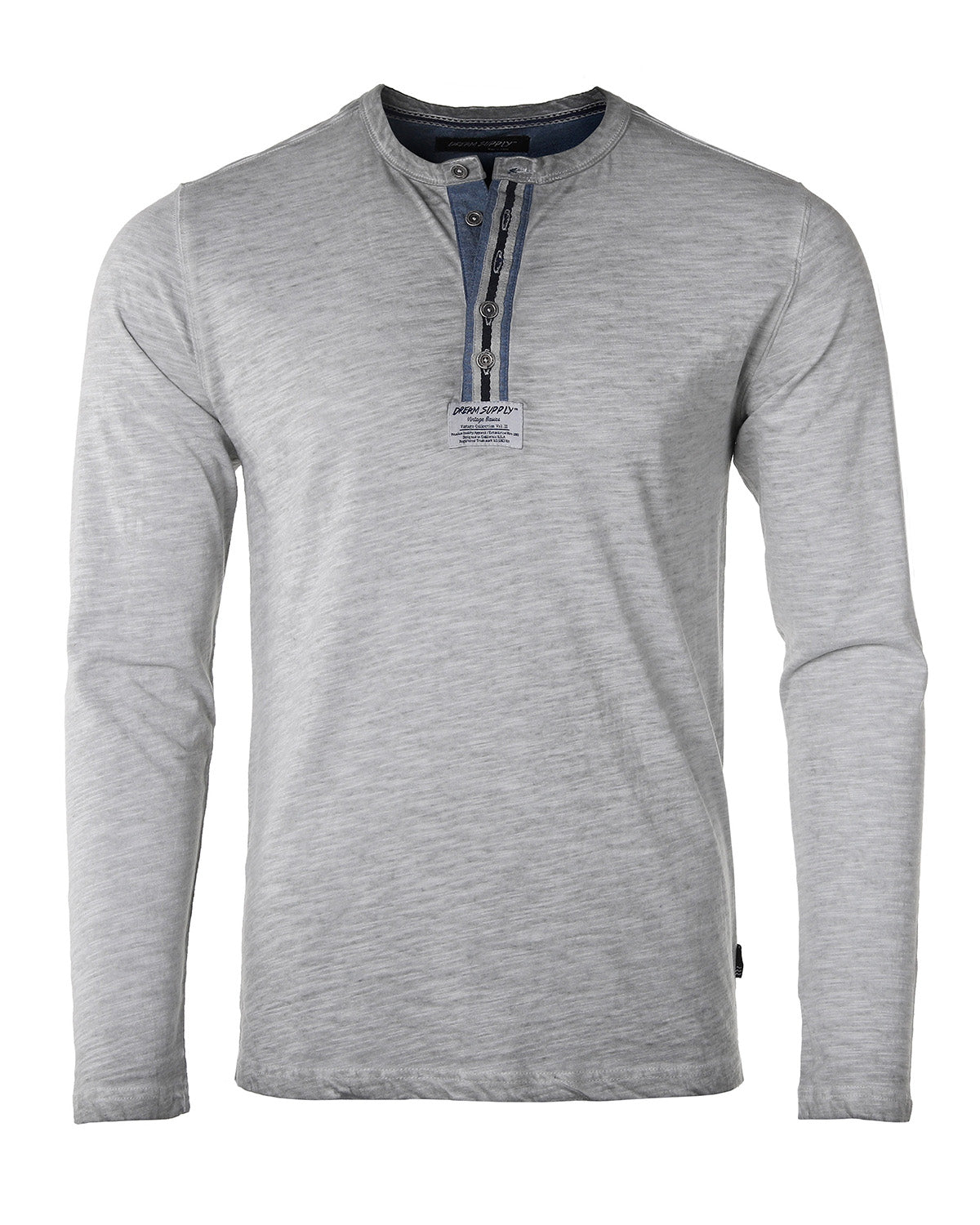 ZIMEGO Mens Long Sleeve Crew Neck Oil Wash Vintage Button Henley T-Shirt-1
