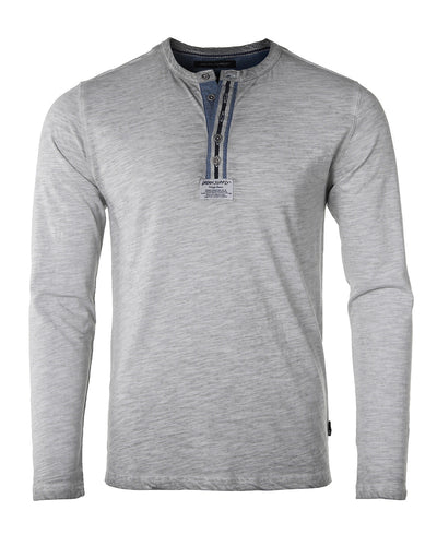 ZIMEGO Mens Long Sleeve Crew Neck Oil Wash Vintage Button Henley T-Shirt-1