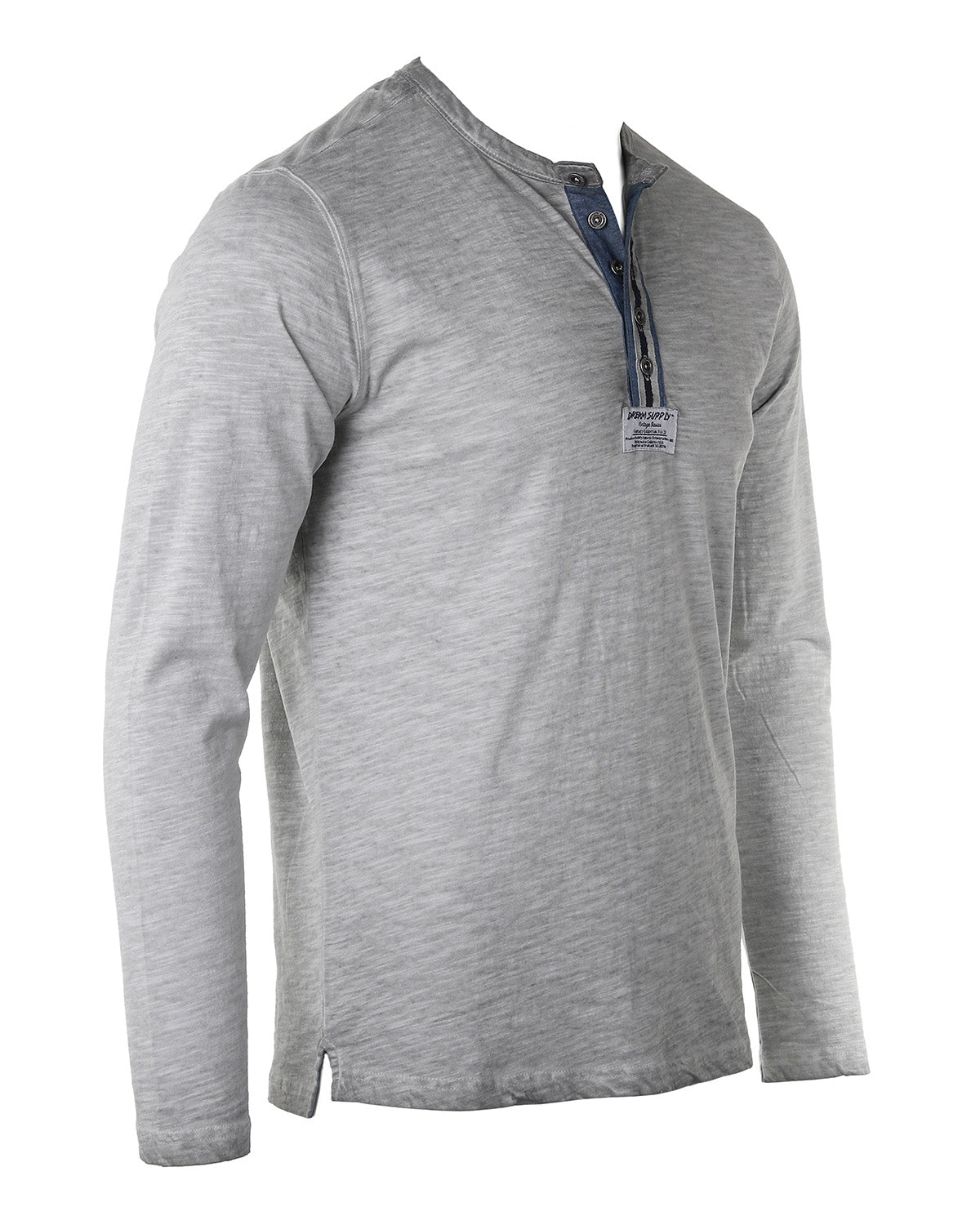 ZIMEGO Mens Long Sleeve Crew Neck Oil Wash Vintage Button Henley T-Shirt-2