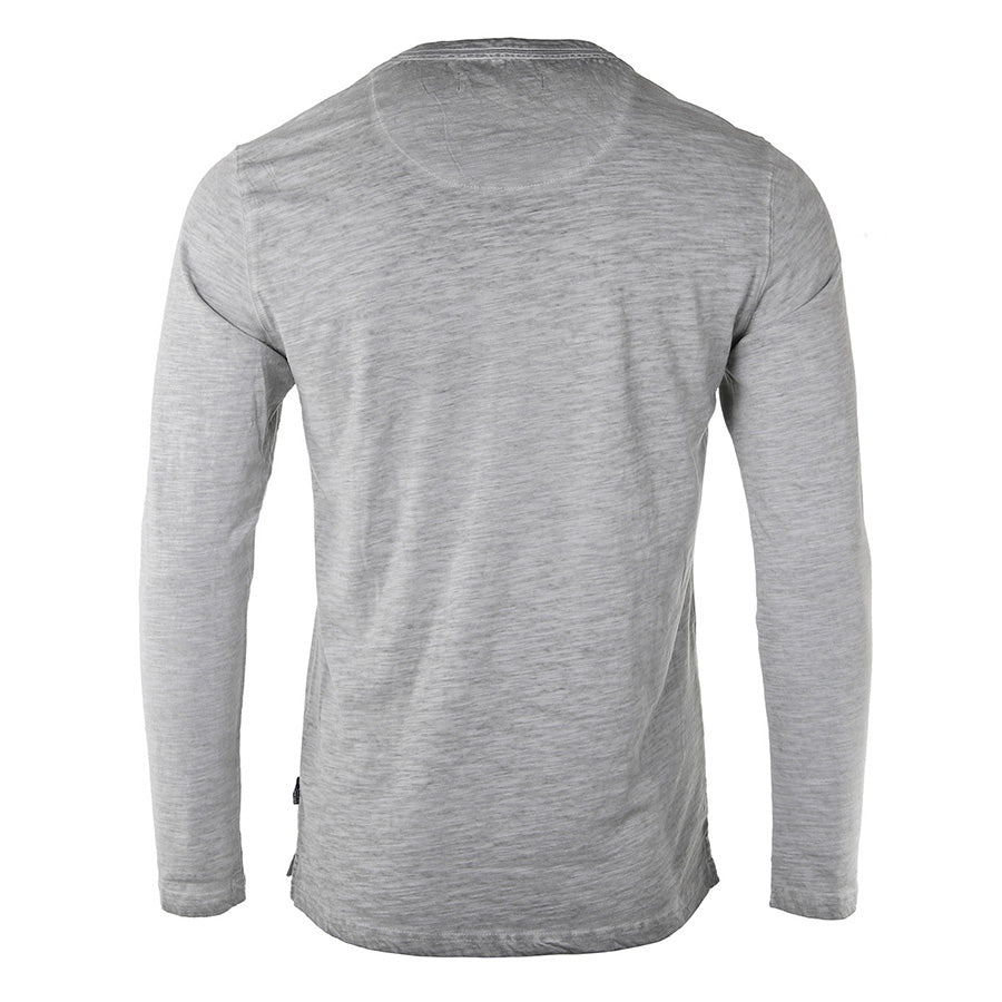 ZIMEGO Mens Long Sleeve Crew Neck Oil Wash Vintage Button Henley T-Shirt-3