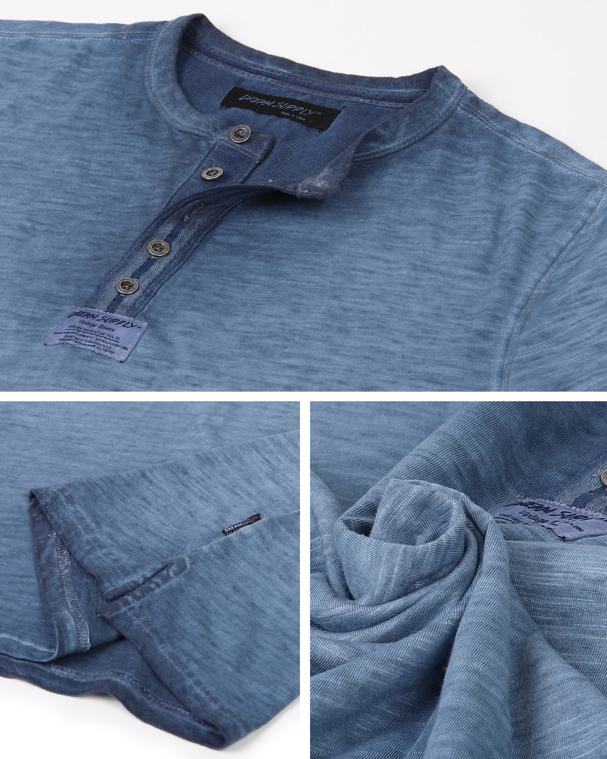 ZIMEGO Mens Short Sleeve Crew Neck Oil Wash Vintage Button Henley T-Shirt-11