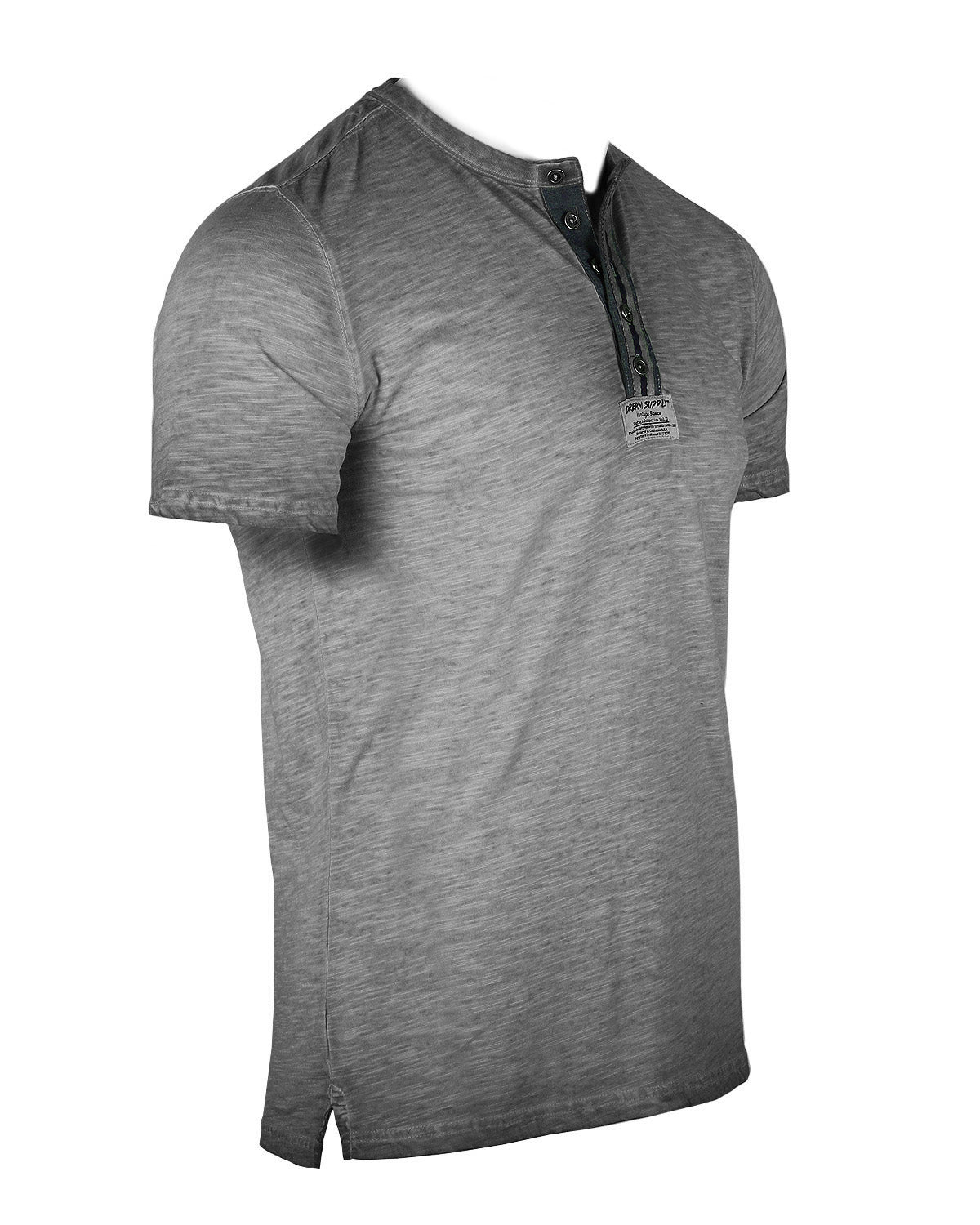 ZIMEGO Mens Short Sleeve Crew Neck Oil Wash Vintage Button Henley T-Shirt-6