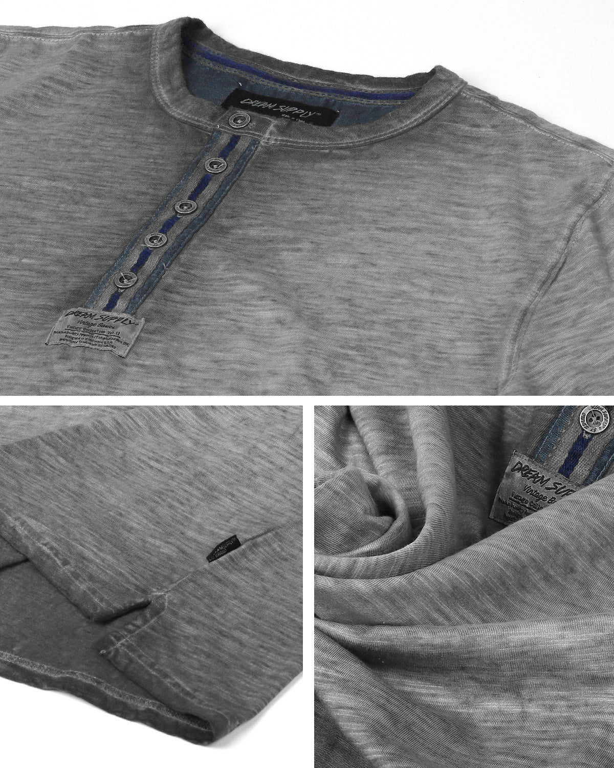 ZIMEGO Mens Short Sleeve Crew Neck Oil Wash Vintage Button Henley T-Shirt-9