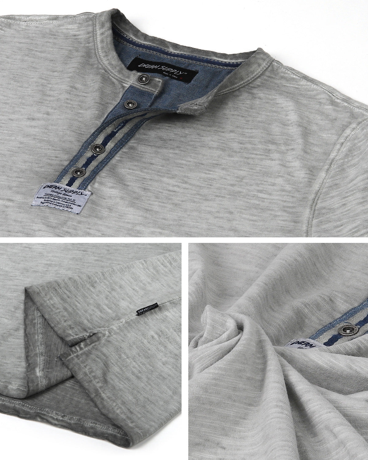 ZIMEGO Mens Short Sleeve Crew Neck Oil Wash Vintage Button Henley T-Shirt-7