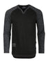 ZIMEGO Long Sleeve Contrast Raglan Henley V-Neck T-Shirts BLK-BLK-0