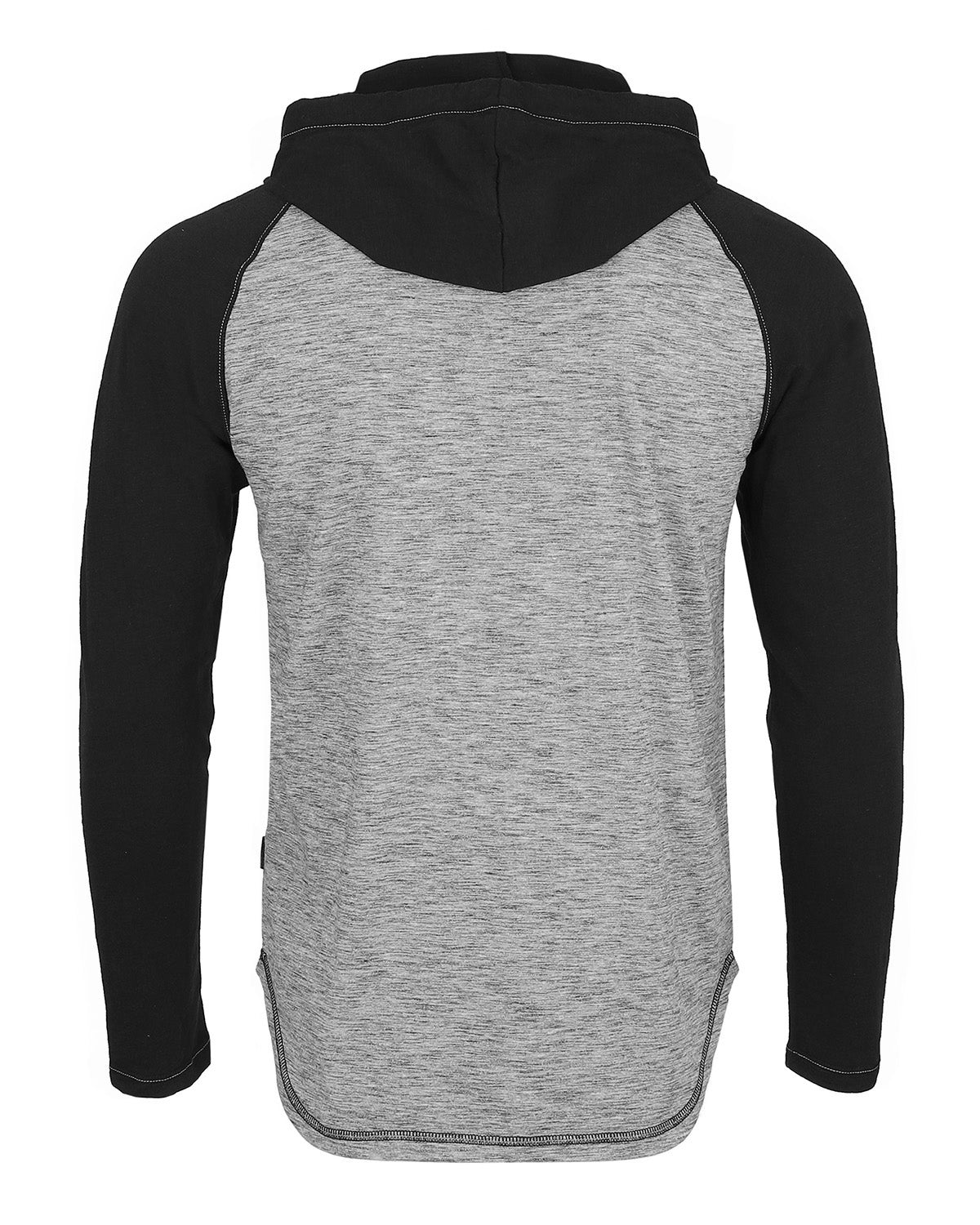 ZIMEGO Long Sleeve Raglan Henley Round Bottom Hood T-Shirts - WHITE/BLK-14
