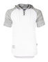 Zimego Short Sleeve Raglan Henley Hoodie Round Bottom Semi Longline T-Shirt-0