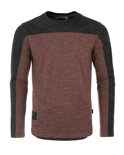 ZIMEGO Men's Fashion Color Block Long Sleeve Curved Hemline Athletic Hiphop Shirt-0