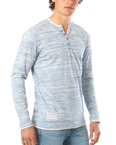 ZIMEGO Men's Long Sleeve Double Layered Y-Neck Fashion Henley - ZGLS247-0