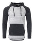 ZIMEGO Long Sleeve Raglan Henley Round Bottom Hood T-Shirts - GREY / BLACK-0