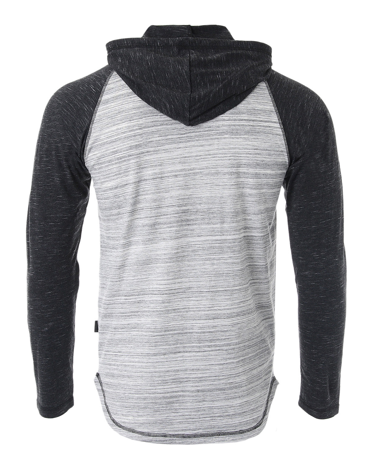 ZIMEGO Long Sleeve Raglan Henley Round Bottom Hood T-Shirts - GREY / BLACK-1