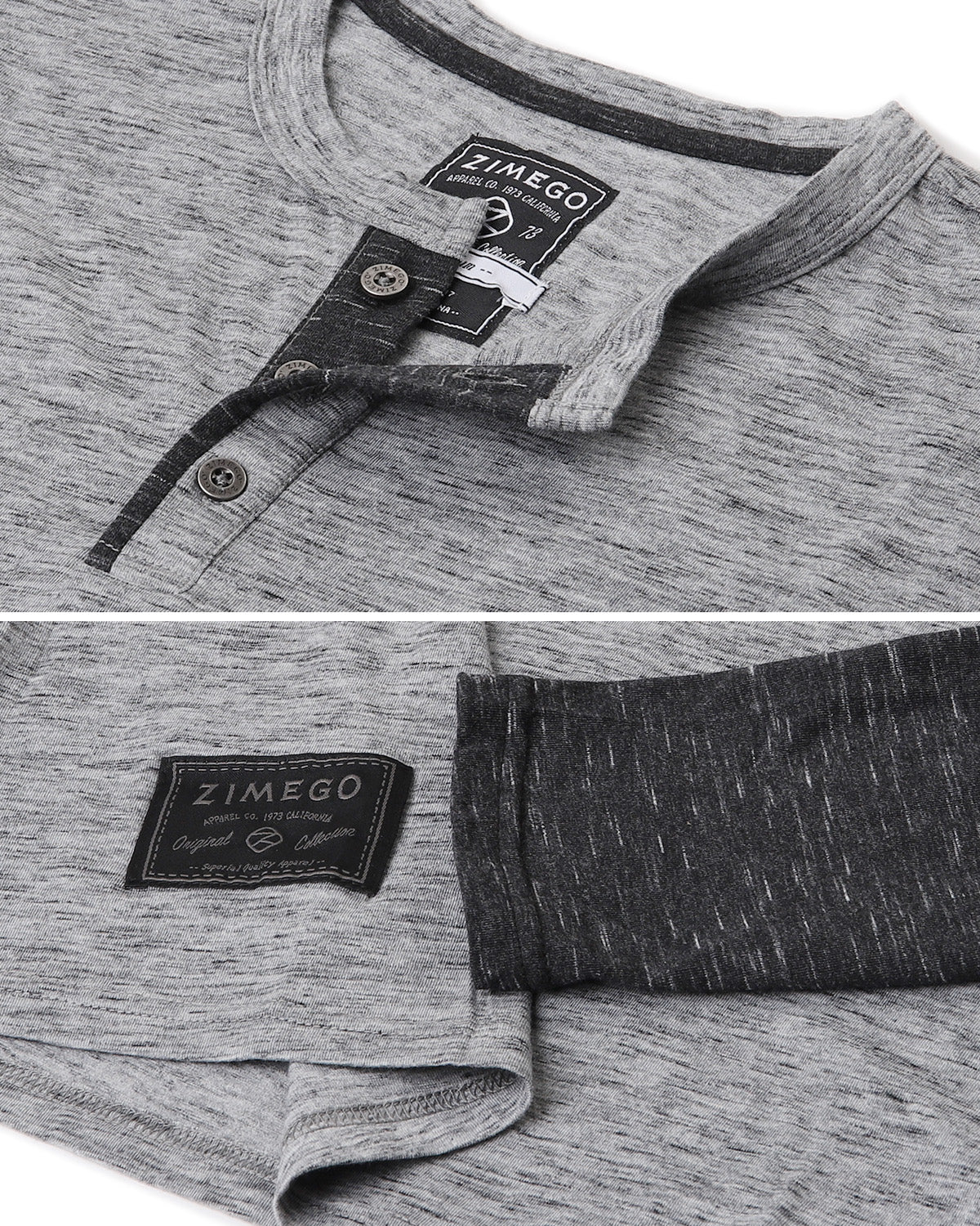 ZIMEGO Mens Contrast Long Sleeve Casual Button Up Henley Athletic T Shirt-3