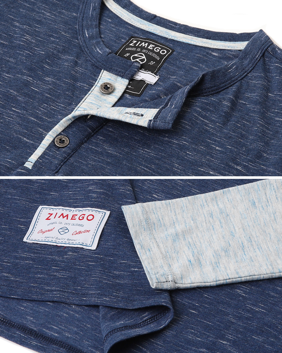 ZIMEGO Mens Contrast Long Sleeve Casual Button Up Henley Athletic T Shirt-3