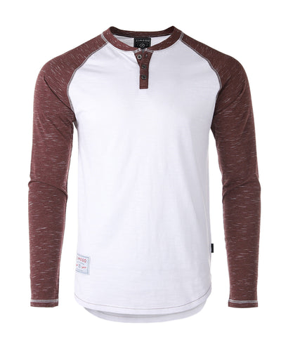 ZIMEGO Men's Long Sleeve Athletic Stripes Arm Contrast Raglan Henley - ZGLS555-1