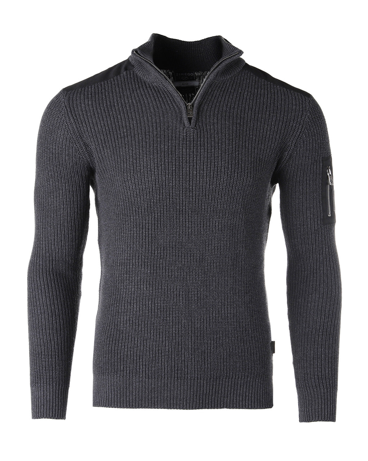 Free 3-day Shipping - ZIMEGO Mens Long Sleeve Pullover Quarter Zip Mock Neck Polo Sweater with Pocket-1