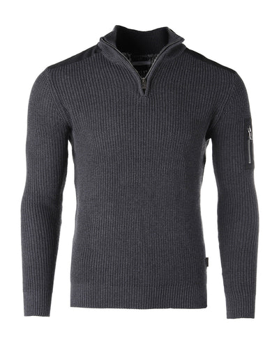 Free 3-day Shipping - ZIMEGO Mens Long Sleeve Pullover Quarter Zip Mock Neck Polo Sweater with Pocket-1
