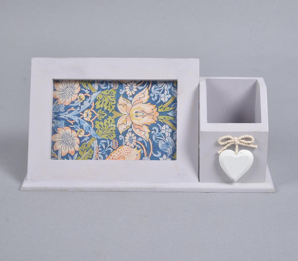 Heart-Charm Wooden Pen & Photo Desk Stand-2