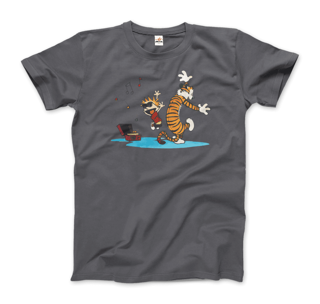 Calvin and Hobbes Dancing with Record Player T-Shirt-9