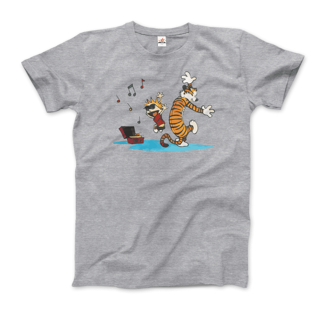 Calvin and Hobbes Dancing with Record Player T-Shirt-11