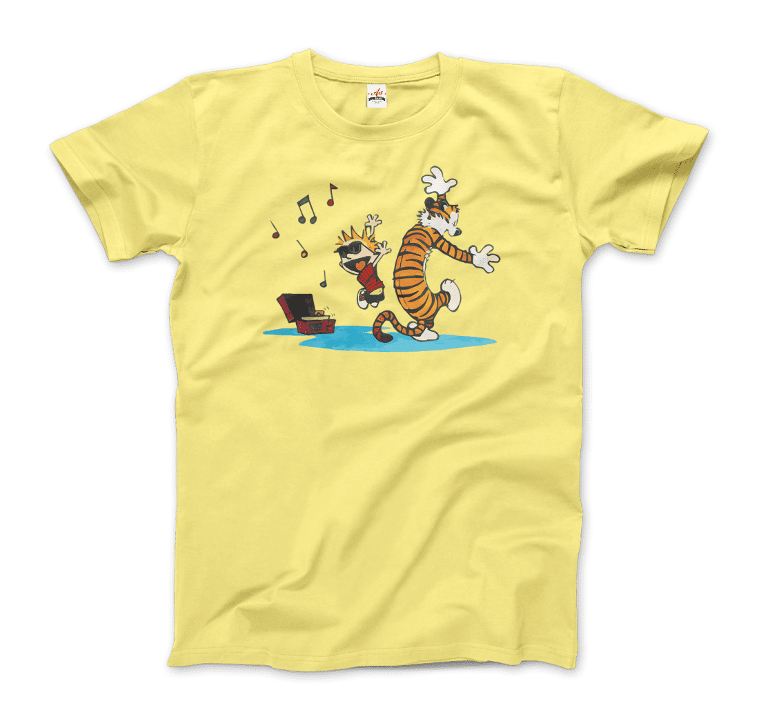 Calvin and Hobbes Dancing with Record Player T-Shirt-13