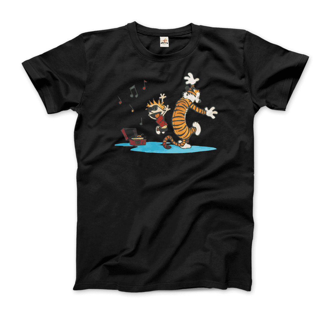 Calvin and Hobbes Dancing with Record Player T-Shirt-7