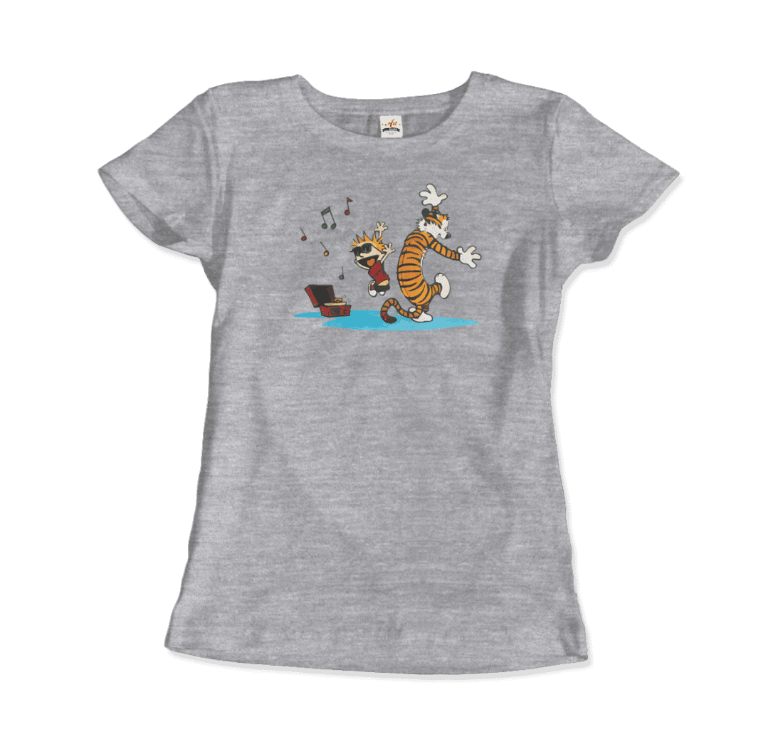 Calvin and Hobbes Dancing with Record Player T-Shirt-12