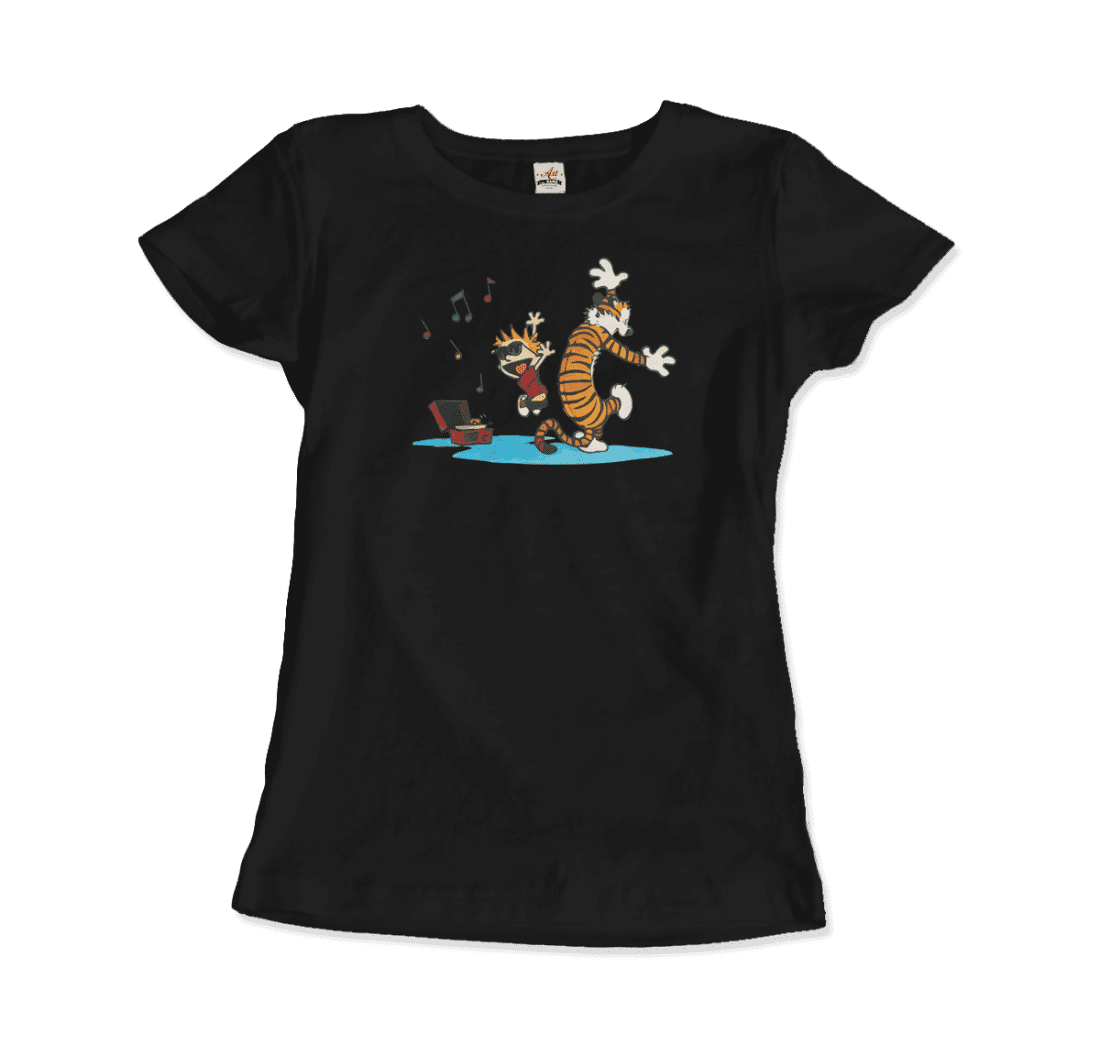 Calvin and Hobbes Dancing with Record Player T-Shirt-8