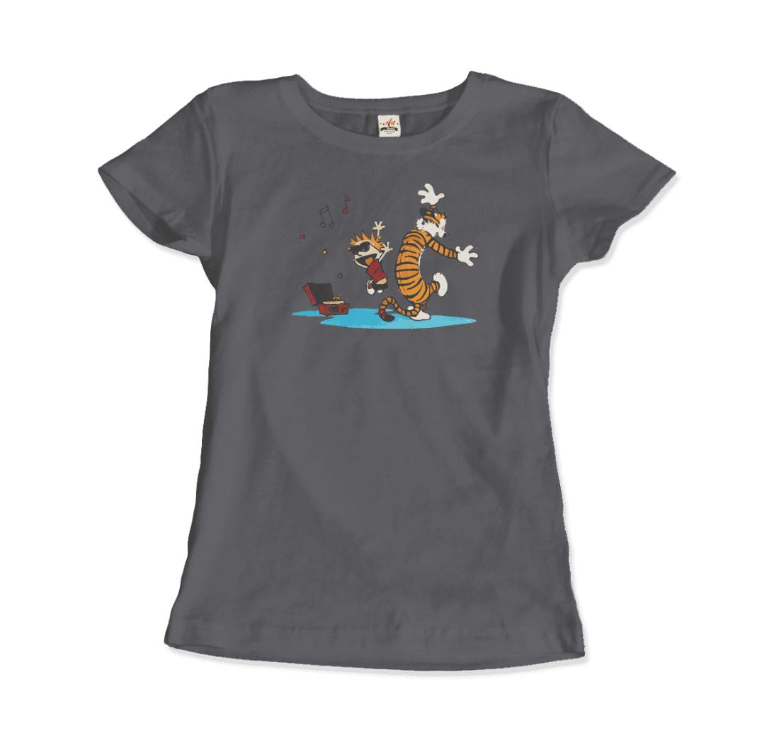 Calvin and Hobbes Dancing with Record Player T-Shirt-10