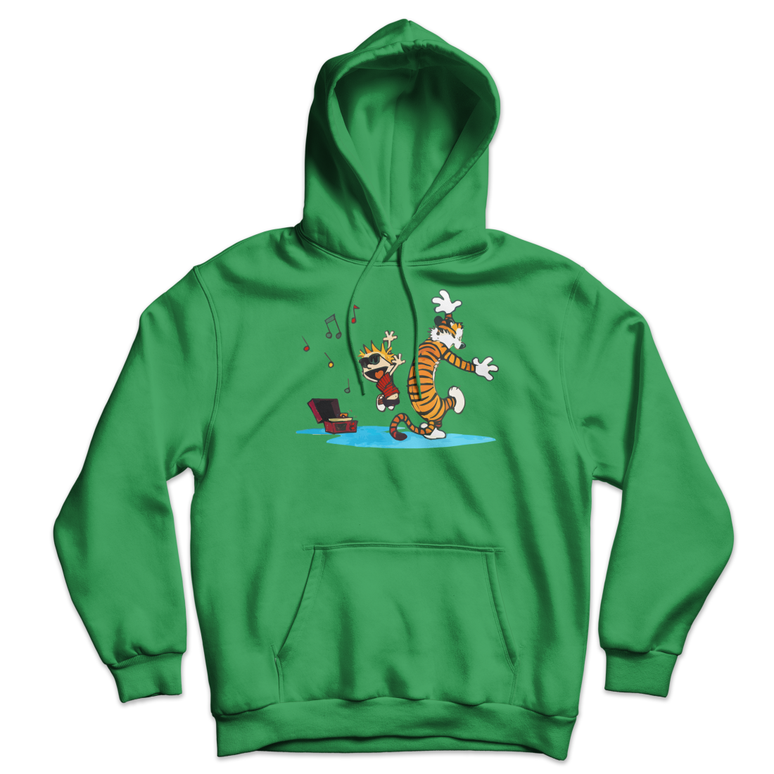 Calvin and Hobbes Dancing with Record Player Unisex Hoodie-5