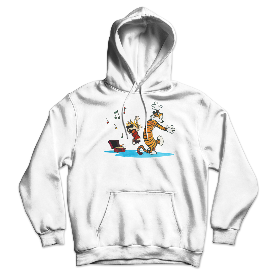 Calvin and Hobbes Dancing with Record Player Unisex Hoodie-7