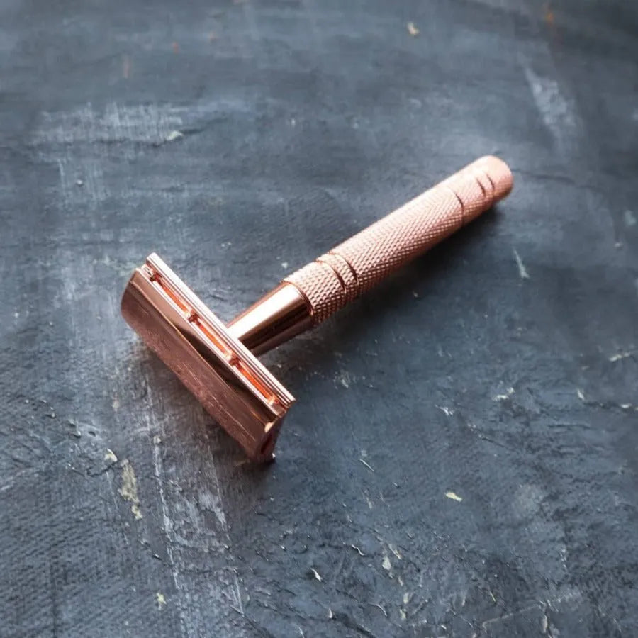 Double Edge Safety Razor - Rose Gold (5 Free Blades)-3
