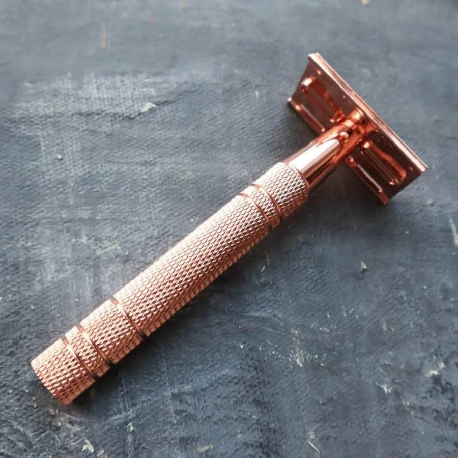 Double Edge Safety Razor - Rose Gold (5 Free Blades)-0