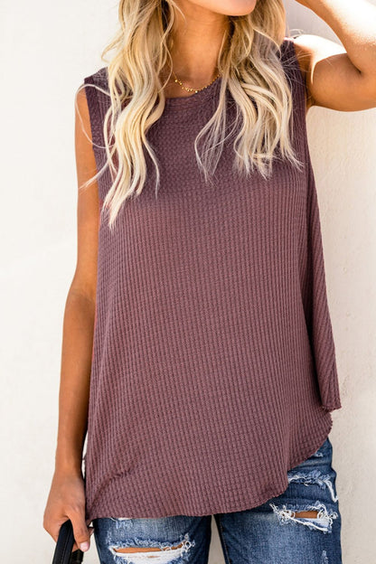 Waffle Knit Round Neck Tank