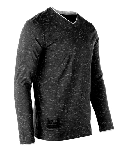 ZIMEGO Mens Basic Fashion Layered Cuff V-Neck Slim Athletic Long Sleeve T-Shirt-1