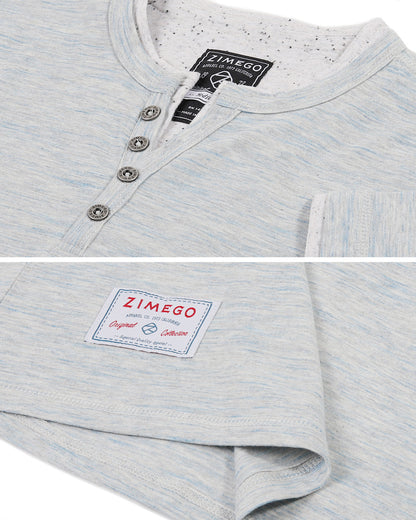 ZIMEGO Mens Short Sleeve Double Layered V-Neck Fashion Henley with Button Placket-3